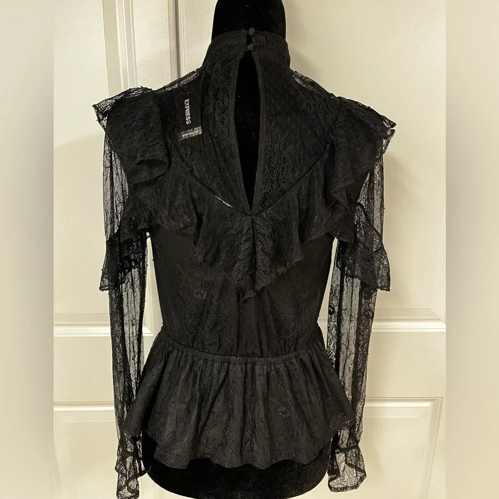 Express Ruffle Lace Top - Picture 2 of 7
